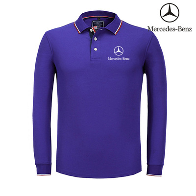 Polo Mercedes Benz Manche Longue Homme Col Contrasté Coton 2022 Regular Fit